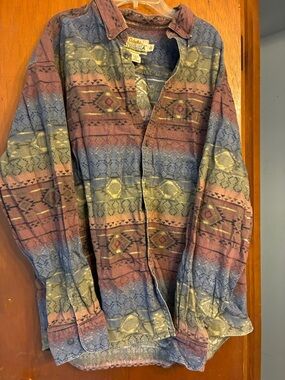 Vintage-Inspired Men's Patterned Button-Up Jacket - multi-colored
